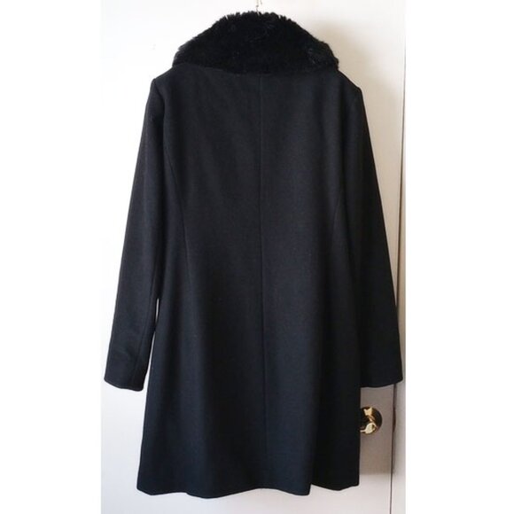 LRL Faux Fur Collar Wool Coat 18 Asymmetrical Zipper - Picture 3 of 8